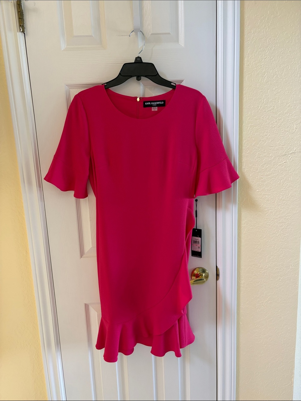 Karl Lagerfeld Hot Pink Ruffle Hem Mini Dress